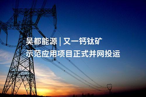 吳都能源 | 又一鈣鈦礦示范應用項目正式并網(wǎng)投運